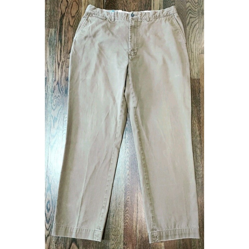 Vintage Polo Ralph Lauren Chino Pants Men's 36x32 Tan Brown Flat Front Preppy